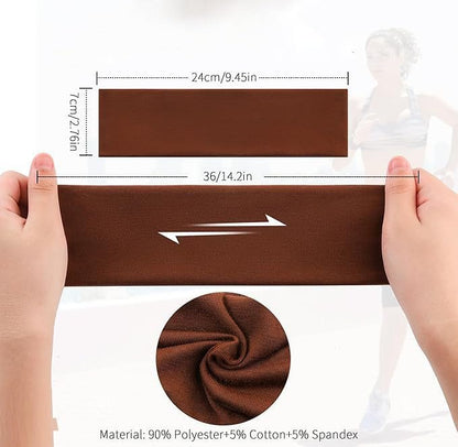 JCKHXG 5-Pack Non-Slip Headbands for Women – Soft Cotton Stretchy Thick Headbands for Running, Yoga, Exercise (5 Colors)