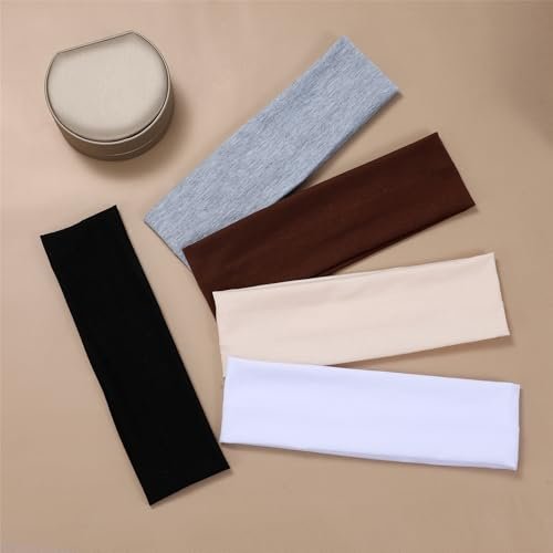 JCKHXG 5-Pack Non-Slip Headbands for Women – Soft Cotton Stretchy Thick Headbands for Running, Yoga, Exercise (5 Colors) - görsel 13