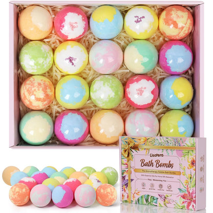Lisotera Bath Bombs for Women – 20 Pack Gift Set with Shea Butter & Essential Oils, Moisturizing Spa Fizzies for Relaxation, Mother's Day Birthday Gift for Mom Wife Girlfriend Avelisse