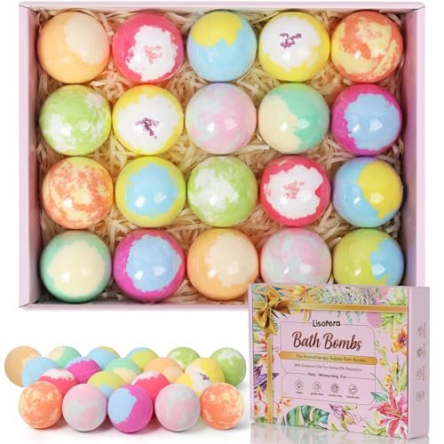 Lisotera Bath Bombs for Women – 20 Pack Gift Set with Shea Butter & Essential Oils, Moisturizing Spa Fizzies for Relaxation, Mother's Day Birthday Gift for Mom Wife Girlfriend Avelisse