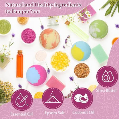 Lisotera Bath Bombs for Women – 20 Pack Gift Set with Shea Butter & Essential Oils, Moisturizing Spa Fizzies for Relaxation, Mother's Day Birthday Gift for Mom Wife Girlfriend Avelisse