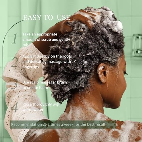 SHVYOG Scalp Scrub with Tea Tree & Coconut Oil - Anti-Dandruff Detox Clarifying Exfoliator Shampoo with Sea Salt & Scalp Scrubber for Itchy Scalp, 8.82 oz Avelisse