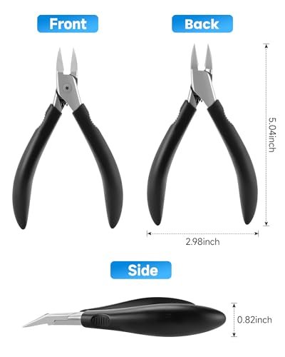 Tisojpod Nail Clippers - Stainless Steel Straight Blade for Ingrown & Thick Toenails, Soft Handle Nail Cutter for Men, Women & Seniors (Black) Avelisse
