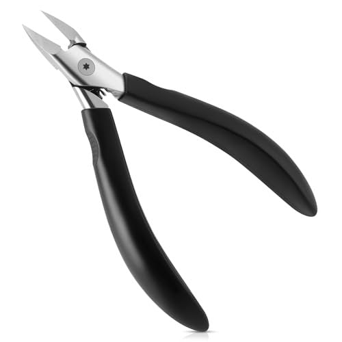 Tisojpod Nail Clippers - Stainless Steel Straight Blade for Ingrown & Thick Toenails, Soft Handle Nail Cutter for Men, Women & Seniors (Black) Avelisse