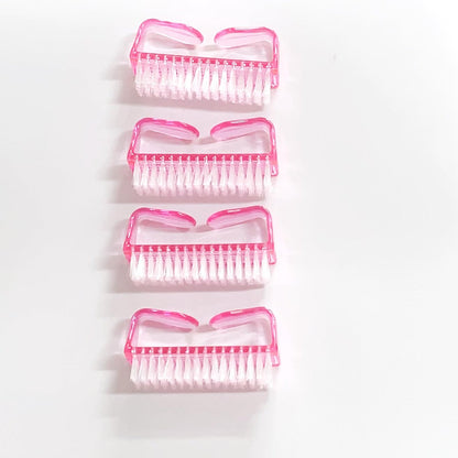 SQULIGT 4-Piece Nail Brushes for Cleaning Fingernails – Ergonomic Handle Grip Nail Scrubber Brush Set, Manicure & Pedicure Tools for Women and Men (Pink) Avelisse
