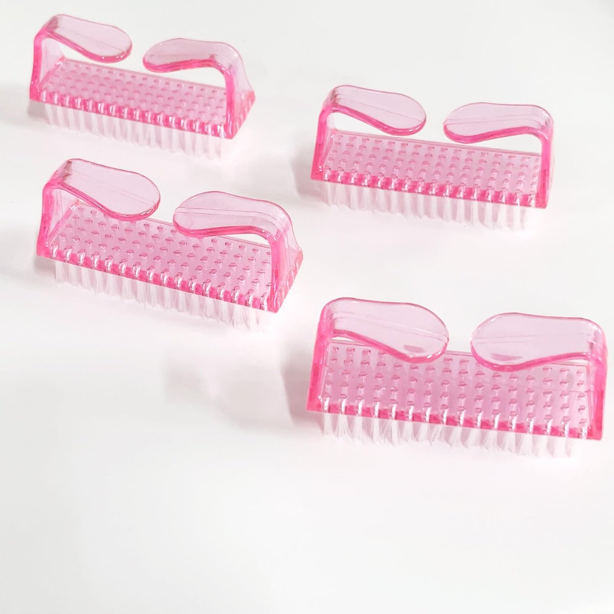 SQULIGT 4-Piece Nail Brushes for Cleaning Fingernails – Ergonomic Handle Grip Nail Scrubber Brush Set, Manicure & Pedicure Tools for Women and Men (Pink) Avelisse