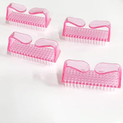 SQULIGT 4-Piece Nail Brushes for Cleaning Fingernails – Ergonomic Handle Grip Nail Scrubber Brush Set, Manicure & Pedicure Tools for Women and Men (Pink) Avelisse