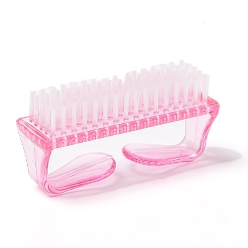 SQULIGT 4-Piece Nail Brushes for Cleaning Fingernails – Ergonomic Handle Grip Nail Scrubber Brush Set, Manicure & Pedicure Tools for Women and Men (Pink) Avelisse