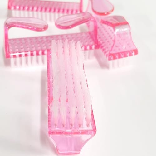 SQULIGT 4-Piece Nail Brushes for Cleaning Fingernails – Ergonomic Handle Grip Nail Scrubber Brush Set, Manicure & Pedicure Tools for Women and Men (Pink) Avelisse