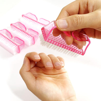 SQULIGT 4-Piece Nail Brushes for Cleaning Fingernails – Ergonomic Handle Grip Nail Scrubber Brush Set, Manicure & Pedicure Tools for Women and Men (Pink) Avelisse