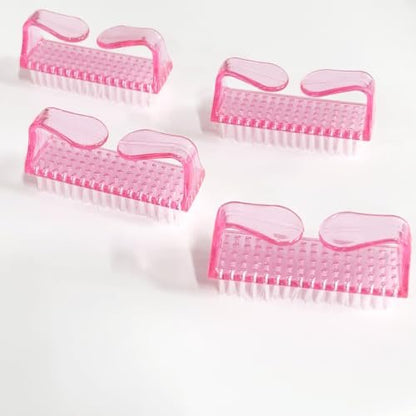 SQULIGT 4-Piece Nail Brushes for Cleaning Fingernails – Ergonomic Handle Grip Nail Scrubber Brush Set, Manicure & Pedicure Tools for Women and Men (Pink) Avelisse