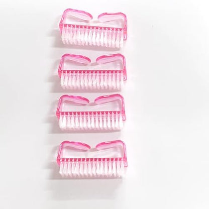 SQULIGT 4-Piece Nail Brushes for Cleaning Fingernails – Ergonomic Handle Grip Nail Scrubber Brush Set, Manicure & Pedicure Tools for Women and Men (Pink) Avelisse