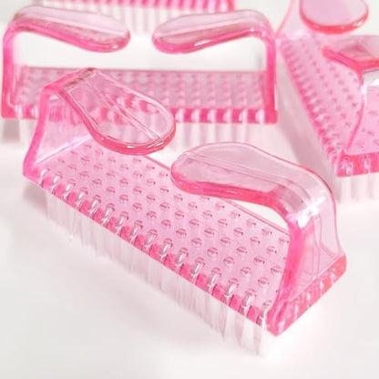 SQULIGT 4-Piece Nail Brushes for Cleaning Fingernails – Ergonomic Handle Grip Nail Scrubber Brush Set, Manicure & Pedicure Tools for Women and Men (Pink) Avelisse