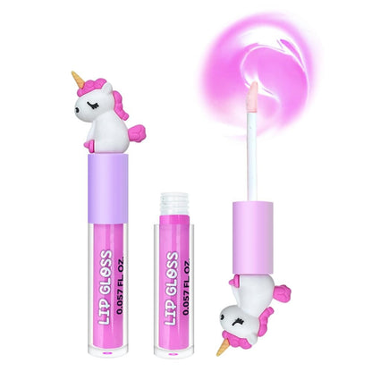 M&U MAKE YOU UP 4pc Unicorn Lip Gloss Stick for Girls - Party Favors Glossy Lip Set with Magic Topper, Non Toxic (4 Pack)