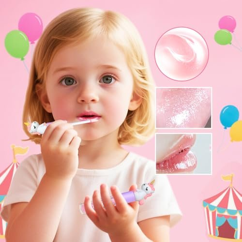 M&U MAKE YOU UP 4pc Unicorn Lip Gloss Stick for Girls - Party Favors Glossy Lip Set with Magic Topper, Non Toxic (4 Pack) - görsel 8