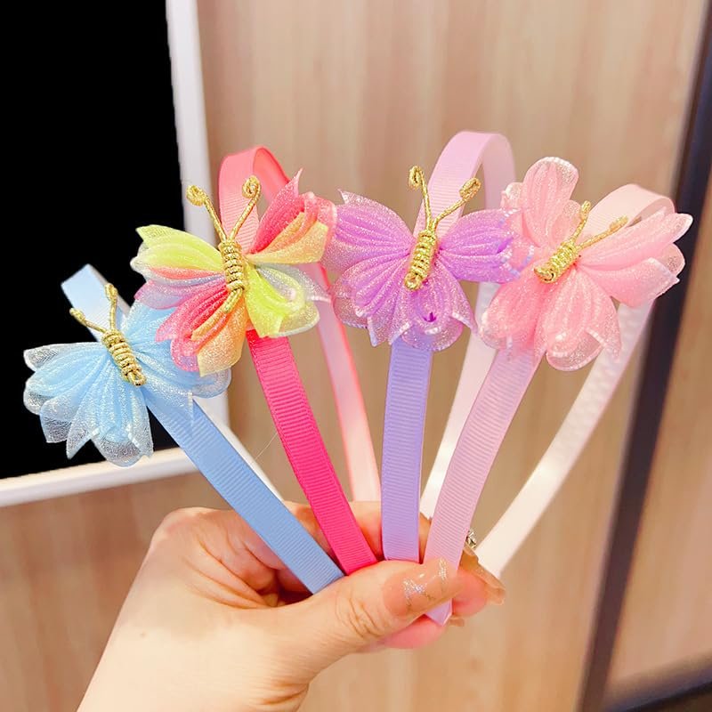 WHAVEL 4Pack Glitter Butterfly Headbands for Girls - Non-Slip Cute Hair Accessories - görsel 1