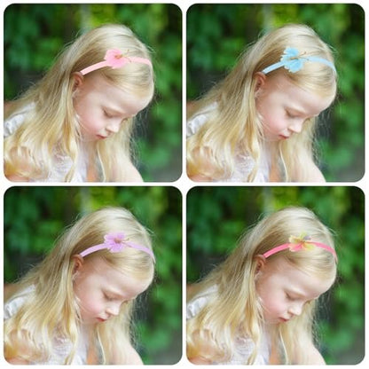 WHAVEL 4Pack Glitter Butterfly Headbands for Girls - Non-Slip Cute Hair Accessories