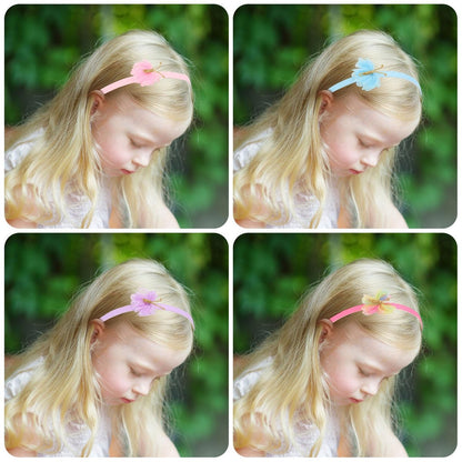 WHAVEL 4Pack Glitter Butterfly Headbands for Girls - Non-Slip Cute Hair Accessories
