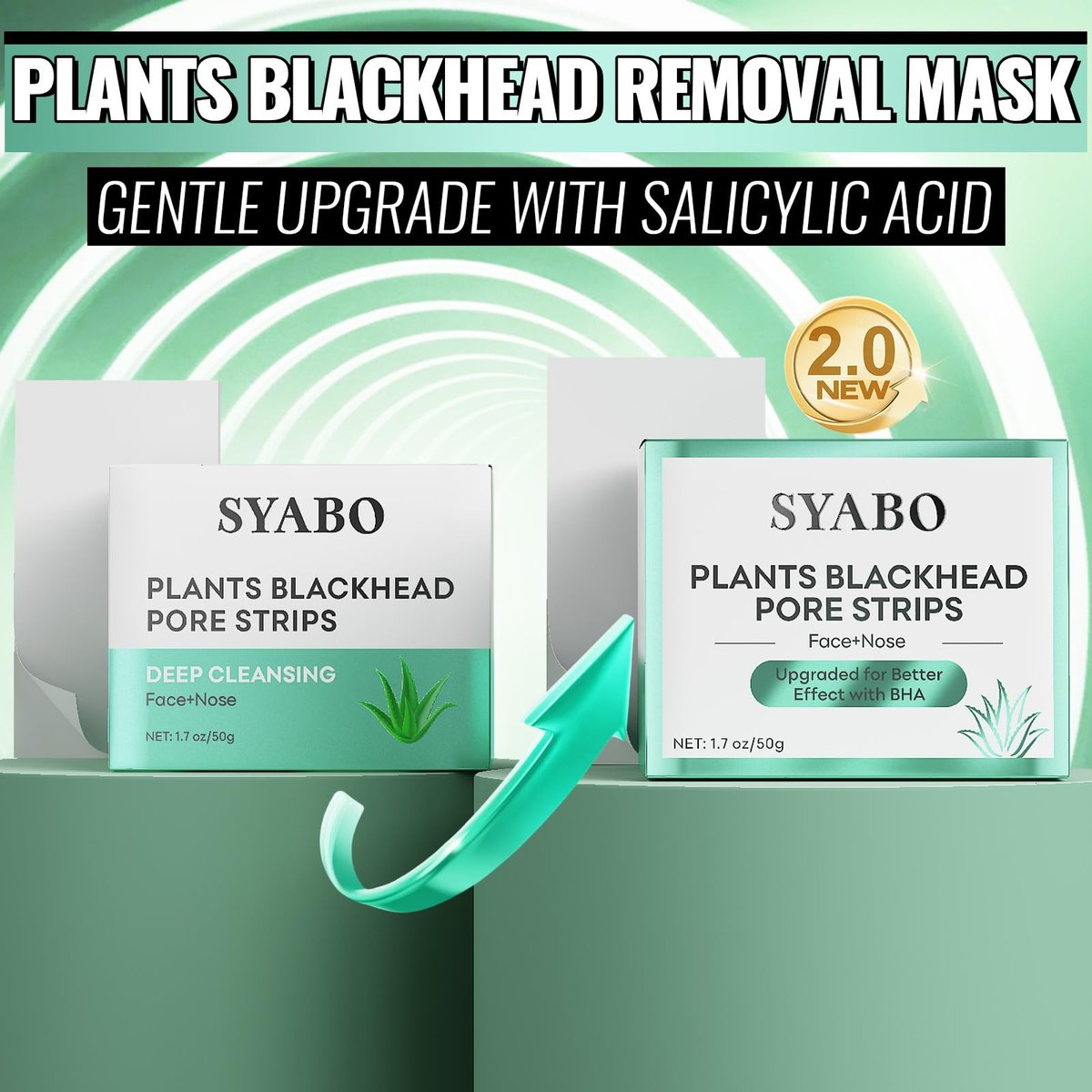 SYABO 2.0 Nose Pore Strips – Blackhead Remover Mask with Salicylic Acid, 100 PCS Deep Cleansing Peel Off Strips for Face (1.7 Ounce) Avelisse