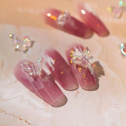 50 Pcs 3D Butterfly Nail Charms - Aurora Effect Resin Nail Art Decorations, Cute Kawaii Nail Accessories for Acrylic Nails DIY, Manicure Supplies for Women Girls