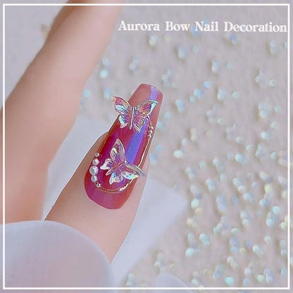 50 Pcs 3D Butterfly Nail Charms - Aurora Effect Resin Nail Art Decorations, Cute Kawaii Nail Accessories for Acrylic Nails DIY, Manicure Supplies for Women Girls