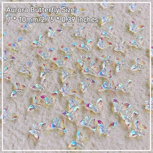 50 Pcs 3D Butterfly Nail Charms - Aurora Effect Resin Nail Art Decorations, Cute Kawaii Nail Accessories for Acrylic Nails DIY, Manicure Supplies for Women Girls - görsel 10