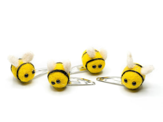 Miniblings Bees Hair Clips - Handmade Felt Bumblebee Hair Pins for Women and Girls | Cute Bee Hair Accessories