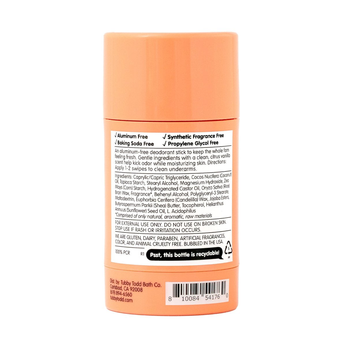 TUBBY TODD Deo Stick - Kids Deodorant - Aluminum-Free, Baking Soda-Free, Citrus Vanilla Deodorant for Sensitive Skin - Odor Protection with Tapioca Starch & Magnesium - Safe for Kids & Tweens - 2 Pack Avelisse