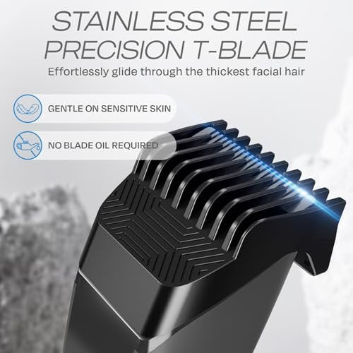 HUMMINGBIRD MK14 BeardMaster – Precision Beard Trimmer with Adjustable 20 Length Settings, Stainless Steel T-Blade, Cordless USB-C, Waterproof, LED Display, Travel Case Avelisse