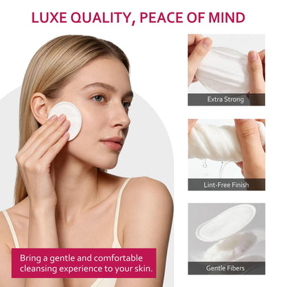600 PCS Cotton Rounds – 100 Count (Pack of 6) – Soft, Absorbent, 100% Pure Cotton Face Pads for Makeup Removal, Skincare, and Gentle Facial Cleansing – Lint Free Stitched Pads