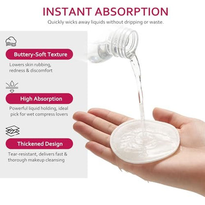 600 PCS Cotton Rounds – 100 Count (Pack of 6) – Soft, Absorbent, 100% Pure Cotton Face Pads for Makeup Removal, Skincare, and Gentle Facial Cleansing – Lint Free Stitched Pads