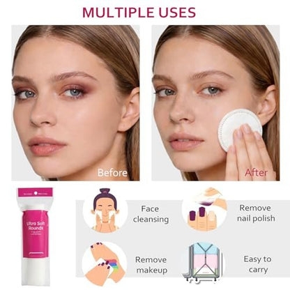 600 PCS Cotton Rounds – 100 Count (Pack of 6) – Soft, Absorbent, 100% Pure Cotton Face Pads for Makeup Removal, Skincare, and Gentle Facial Cleansing – Lint Free Stitched Pads