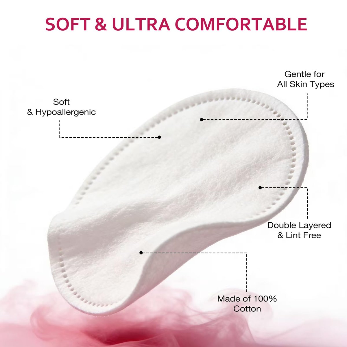 600 PCS Cotton Rounds – 100 Count (Pack of 6) – Soft, Absorbent, 100% Pure Cotton Face Pads for Makeup Removal, Skincare, and Gentle Facial Cleansing – Lint Free Stitched Pads - görsel 3