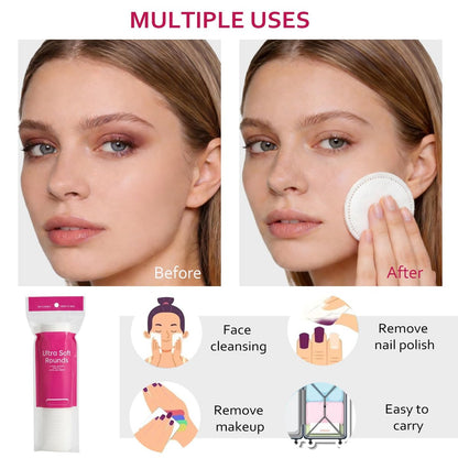 600 PCS Cotton Rounds – 100 Count (Pack of 6) – Soft, Absorbent, 100% Pure Cotton Face Pads for Makeup Removal, Skincare, and Gentle Facial Cleansing – Lint Free Stitched Pads