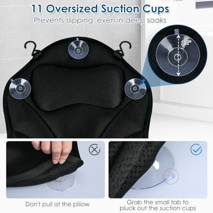 Atsuwell Full Body Bath Pillow for Bathtub, Ergonomic Bathtub Cushion for Neck, Waist, Hip Support, Luxury 3D Mesh Shower Pillow with Non-Slip Suction Cups & Dual Hooks, Pressure Relief, 51'' x 17'' Avelisse