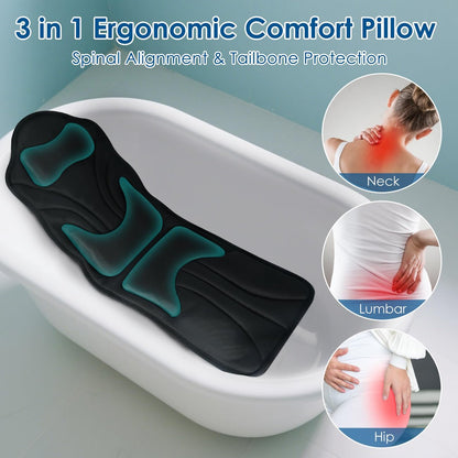 Atsuwell Full Body Bath Pillow for Bathtub, Ergonomic Bathtub Cushion for Neck, Waist, Hip Support, Luxury 3D Mesh Shower Pillow with Non-Slip Suction Cups & Dual Hooks, Pressure Relief, 51'' x 17'' Avelisse