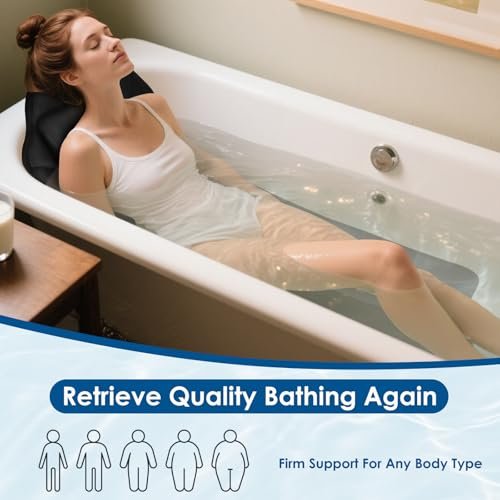 Atsuwell Full Body Bath Pillow for Bathtub, Ergonomic Bathtub Cushion for Neck, Waist, Hip Support, Luxury 3D Mesh Shower Pillow with Non-Slip Suction Cups & Dual Hooks, Pressure Relief, 51'' x 17'' Avelisse