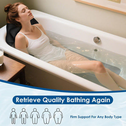 Atsuwell Full Body Bath Pillow for Bathtub, Ergonomic Bathtub Cushion for Neck, Waist, Hip Support, Luxury 3D Mesh Shower Pillow with Non-Slip Suction Cups & Dual Hooks, Pressure Relief, 51'' x 17'' Avelisse