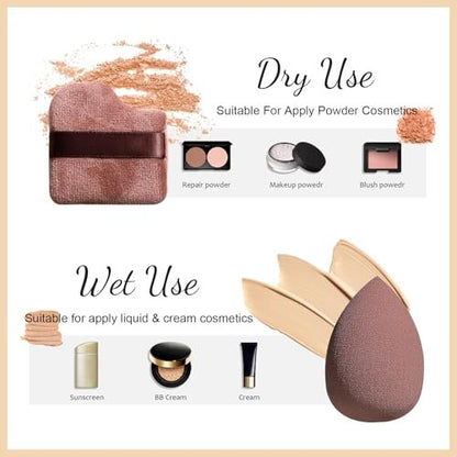BS-MALL Kabuki Brush Makeup Sponge Set 8 Pcs: Foundation Powder Brush & Powder Puff Essentials for Flawless Makeup Application