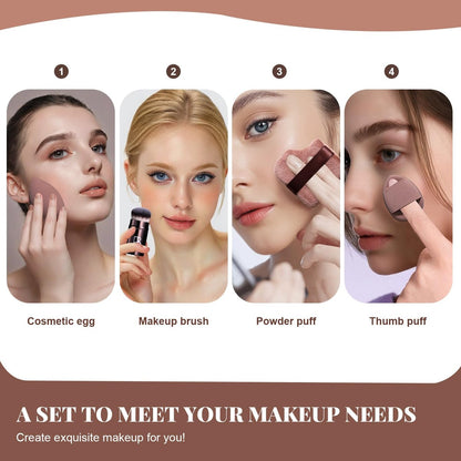BS-MALL Kabuki Brush Makeup Sponge Set 8 Pcs: Foundation Powder Brush & Powder Puff Essentials for Flawless Makeup Application