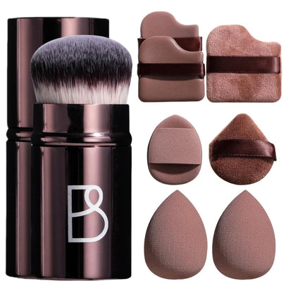 BS-MALL Kabuki Brush Makeup Sponge Set 8 Pcs: Foundation Powder Brush & Powder Puff Essentials for Flawless Makeup Application