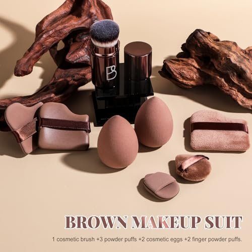BS-MALL Kabuki Brush Makeup Sponge Set 8 Pcs: Foundation Powder Brush & Powder Puff Essentials for Flawless Makeup Application - görsel 8