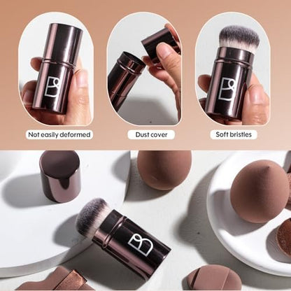 BS-MALL Kabuki Brush Makeup Sponge Set 8 Pcs: Foundation Powder Brush & Powder Puff Essentials for Flawless Makeup Application