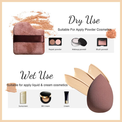 BS-MALL Kabuki Brush Makeup Sponge Set 8 Pcs: Foundation Powder Brush & Powder Puff Essentials for Flawless Makeup Application
