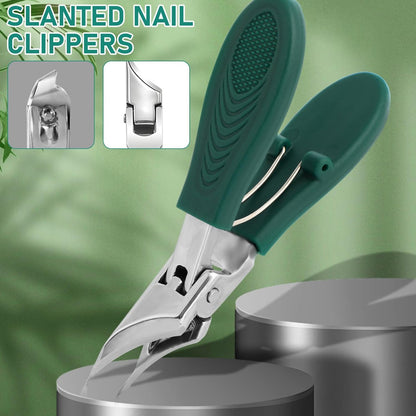 Eagle Beak Beveled Nail Clippers - 3-Piece Set for Thick Nails, Seniors & Ingrown Care (Green) Avelisse