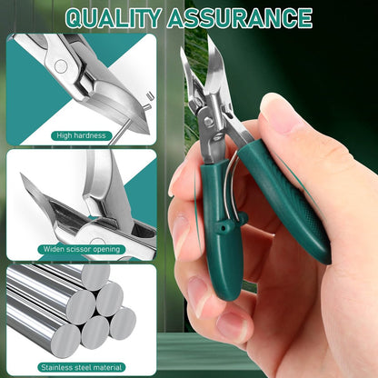 Eagle Beak Beveled Nail Clippers - 3-Piece Set for Thick Nails, Seniors & Ingrown Care (Green) Avelisse