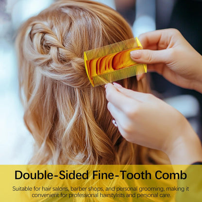 4 Pack Amber Swirl Fine-Tooth Plastic Hair Combs – Dual-Sided Grooming Tool for All Hair Types