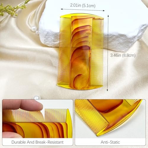4 Pack Amber Swirl Fine-Tooth Plastic Hair Combs – Dual-Sided Grooming Tool for All Hair Types - görsel 6