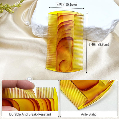 4 Pack Amber Swirl Fine-Tooth Plastic Hair Combs – Dual-Sided Grooming Tool for All Hair Types