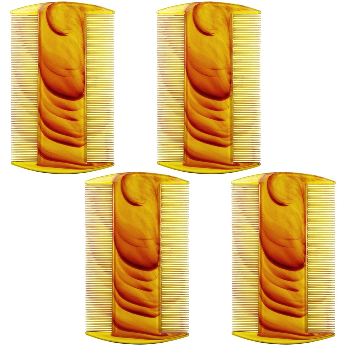 4 Pack Amber Swirl Fine-Tooth Plastic Hair Combs – Dual-Sided Grooming Tool for All Hair Types - görsel 1